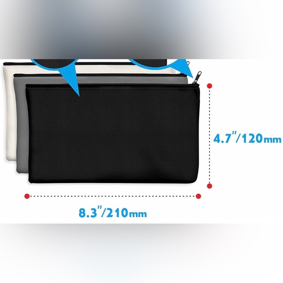 Small gray canvas makeup bag with zipper 🌙 - Picture 3 of 3